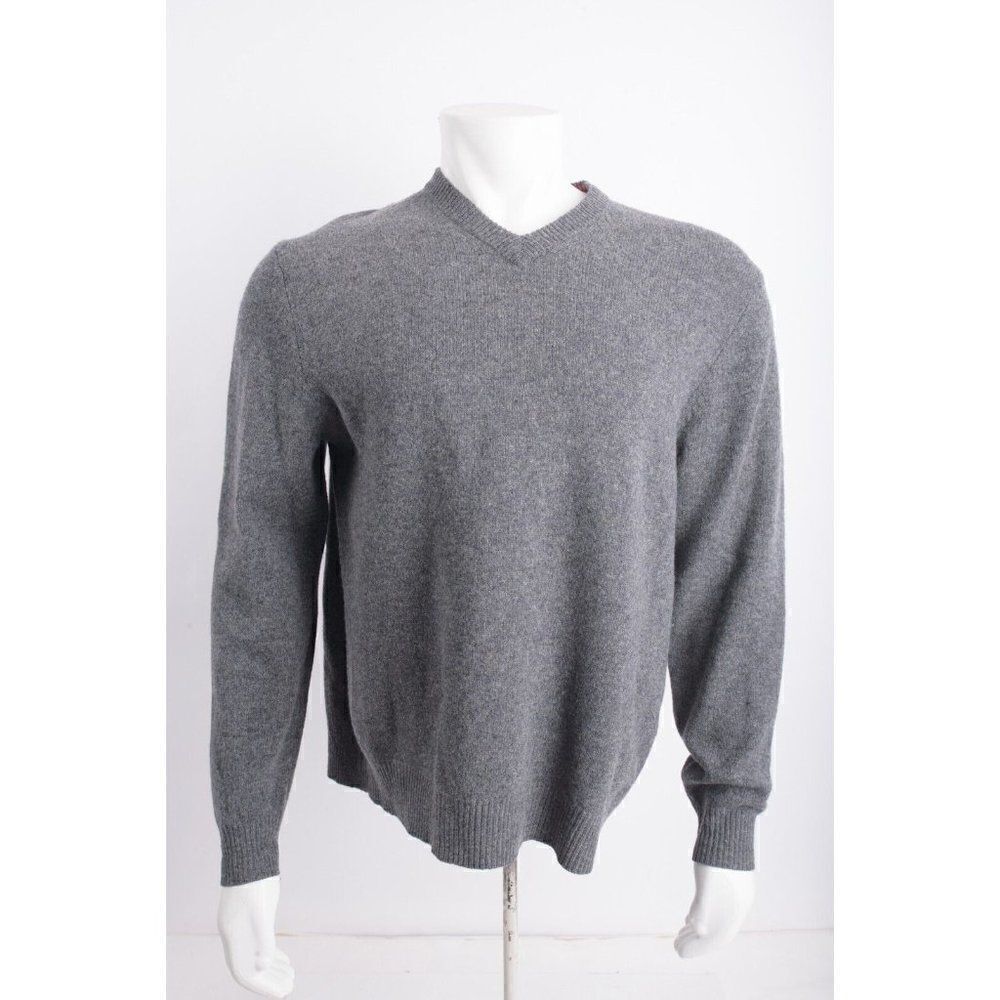 Boden Mens Sweater Pullover Size L Gray V-Neck Lambswool